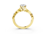 Yellow gold Oval Solitaire Diamond Twisted Band with Four-Prong Setting_81
