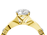 Yellow gold Oval Solitaire Diamond Twisted Band with Four-Prong Setting_82