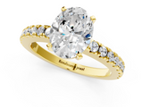Yellow gold Oval Solitaire Diamond with Pavé Band and Four-Prong Setting_55