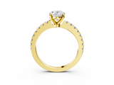 Yellow gold Oval Solitaire Diamond with Pavé Band and Four-Prong Setting_57