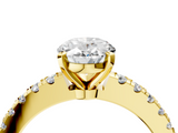 Yellow gold Oval Solitaire Diamond with Pavé Band and Four-Prong Setting_58