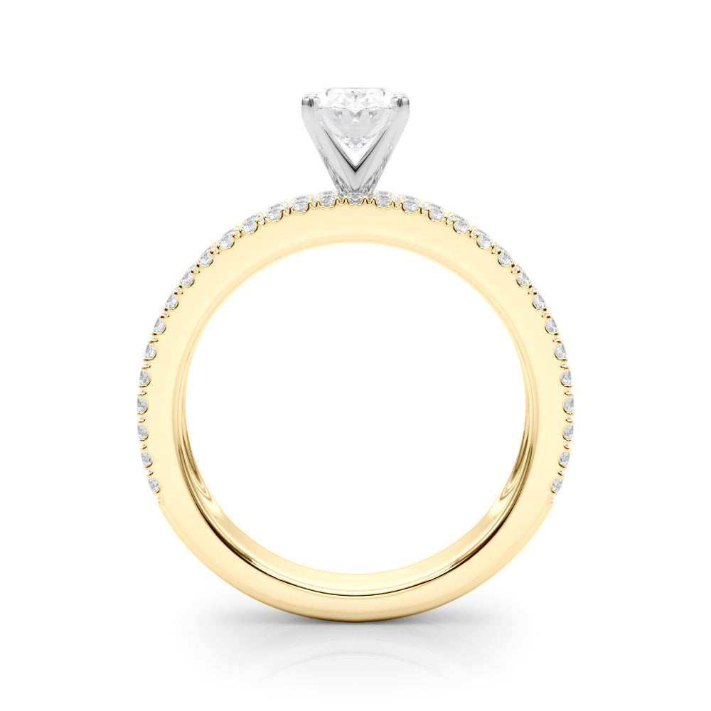 Yellow gold Oval Solitaire Diamond with Pave and Channel Set Band 2