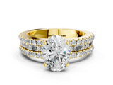 Yellow gold Oval Solitaire Diamond with Pave and Channel Set Band_58