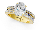 Yellow gold Oval Solitaire Diamond with Pave and Channel Set Band_59