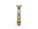 Yellow gold Oval Solitaire Diamond with Pave and Channel Set Band_60