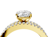 Yellow gold Oval Solitaire Diamond with Pave and Channel Set Band_62