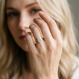 Yellow gold Oval Solitaire Engagement Ring with Cathedral Band and Four-Prong Setting_58