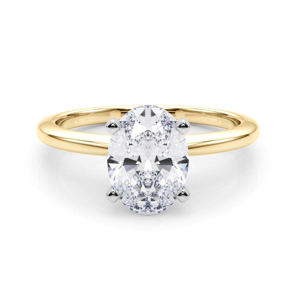Yellow gold Oval Solitaire Engagement Ring with Classic Band and Four-Prong Setting 1