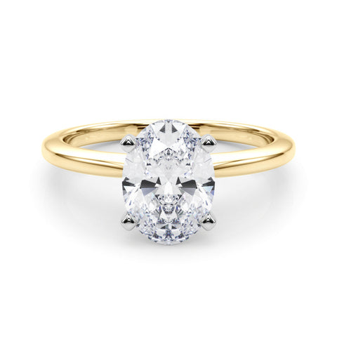 10K Yellow Gold 2.59 Carat F VS1 Oval Solitaire Engagement Ring with Classic Band and Four-Prong Setting