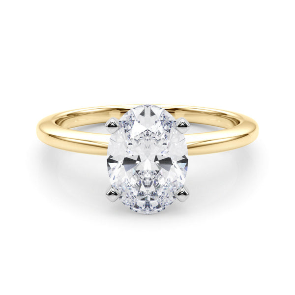 14K Yellow Gold 2.51 Carat F VS1 Oval Solitaire Engagement Ring with Classic Band and Four-Prong Setting