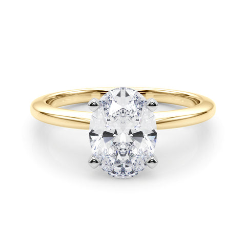 Yellow gold Oval Solitaire Engagement Ring with Classic Band and Four-Prong Setting 1