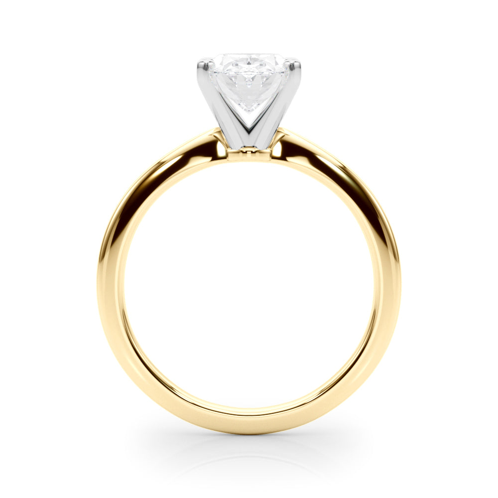 Yellow gold Oval Solitaire Engagement Ring with Classic Band and Four-Prong Setting 2