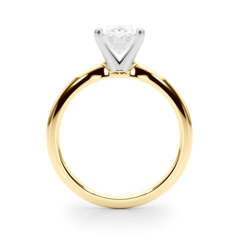 Yellow gold Oval Solitaire Engagement Ring with Classic Band and Four-Prong Setting 2