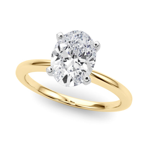 Yellow gold Oval Solitaire Engagement Ring with Classic Band and Four-Prong Setting