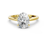 Yellow gold Oval Solitaire Engagement Ring with Four-Prong Setting and Classic Band 2