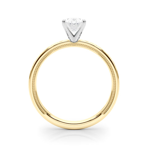 Yellow gold Oval Solitaire Engagement Ring with Scrollwork Band and Four-Prong Setting 2