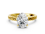 Yellow gold Oval Solitaire Engagement Ring with Scrollwork Band and Four-Prong Setting_137