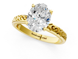 Yellow gold Oval Solitaire Engagement Ring with Scrollwork Band and Four-Prong Setting_138