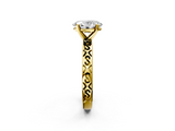 Yellow gold Oval Solitaire Engagement Ring with Scrollwork Band and Four-Prong Setting_139