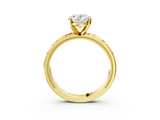 Yellow gold Oval Solitaire Engagement Ring with Scrollwork Band and Four-Prong Setting_140