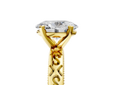 Yellow gold Oval Solitaire Engagement Ring with Scrollwork Band and Four-Prong Setting_142
