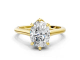 Yellow gold Oval Solitaire Engagement Ring with Six-Prong Setting and Classic Band 1