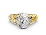 Yellow gold Oval Solitaire Filigree Engagement Ring with Halo and Prong Setting_55