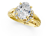 Yellow gold Oval Solitaire Filigree Engagement Ring with Halo and Prong Setting_56