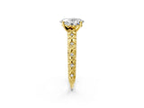 Yellow gold Oval Solitaire Floral Milgrain Engagement Ring_32