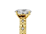 Yellow gold Oval Solitaire Floral Milgrain Engagement Ring_35