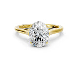 Yellow gold Oval Solitaire Heart Prong Engagement Ring with Tapered Band_55