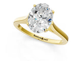 Yellow gold Oval Solitaire Heart Prong Engagement Ring with Tapered Band_56