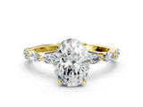 18K Yellow Gold 1.06 Carat D VVS2 Oval Diamond Ring with Marquise Side Stones and Prong Setting