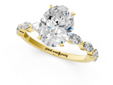 18K Yellow Gold 1.06 Carat D VVS2 Oval Diamond Ring with Marquise Side Stones and Prong Setting