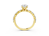 18K Yellow Gold 1.06 Carat D VVS2 Oval Diamond Ring with Marquise Side Stones and Prong Setting