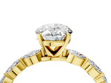 18K Yellow Gold 1.06 Carat D VVS2 Oval Diamond Ring with Marquise Side Stones and Prong Setting
