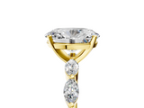 18K Yellow Gold 1.06 Carat D VVS2 Oval Diamond Ring with Marquise Side Stones and Prong Setting