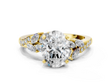 Yellow gold Oval Solitaire Marquise Twist Band with Six-Prong Setting_63