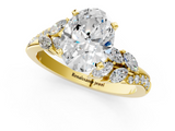 Yellow gold Oval Solitaire Marquise Twist Band with Six-Prong Setting_64