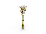 Yellow gold Oval Solitaire Marquise Twist Band with Six-Prong Setting_65
