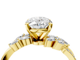 Yellow gold Oval Solitaire Marquise Twist Band with Six-Prong Setting_67