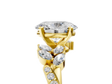 Yellow gold Oval Solitaire Marquise Twist Band with Six-Prong Setting_68