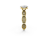 14K Yellow Gold 2.00 Carat D VVS1 Oval Solitaire Milgrain Diamond Engagement Ring with Bezel and Marquise Band