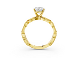 Yellow gold Oval Solitaire Milgrain Diamond Engagement Ring with Bezel and Marquise Band_159