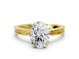 Yellow gold Oval Solitaire Milgrain Engraved Band with Four-Prong Setting_4