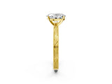 Yellow gold Oval Solitaire Milgrain Engraved Band with Four-Prong Setting_6