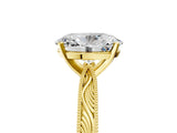 Yellow gold Oval Solitaire Milgrain Engraved Band with Four-Prong Setting_9
