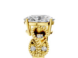 Yellow gold Oval Solitaire Milgrain Leaf Band with Prong Setting_9