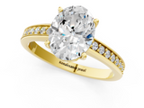 Yellow gold Oval Solitaire Pavé Band Prong Setting Ring_21