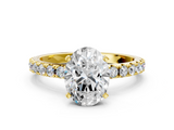 Yellow gold Oval Solitaire Pavé Band with Four-Prong Setting_163